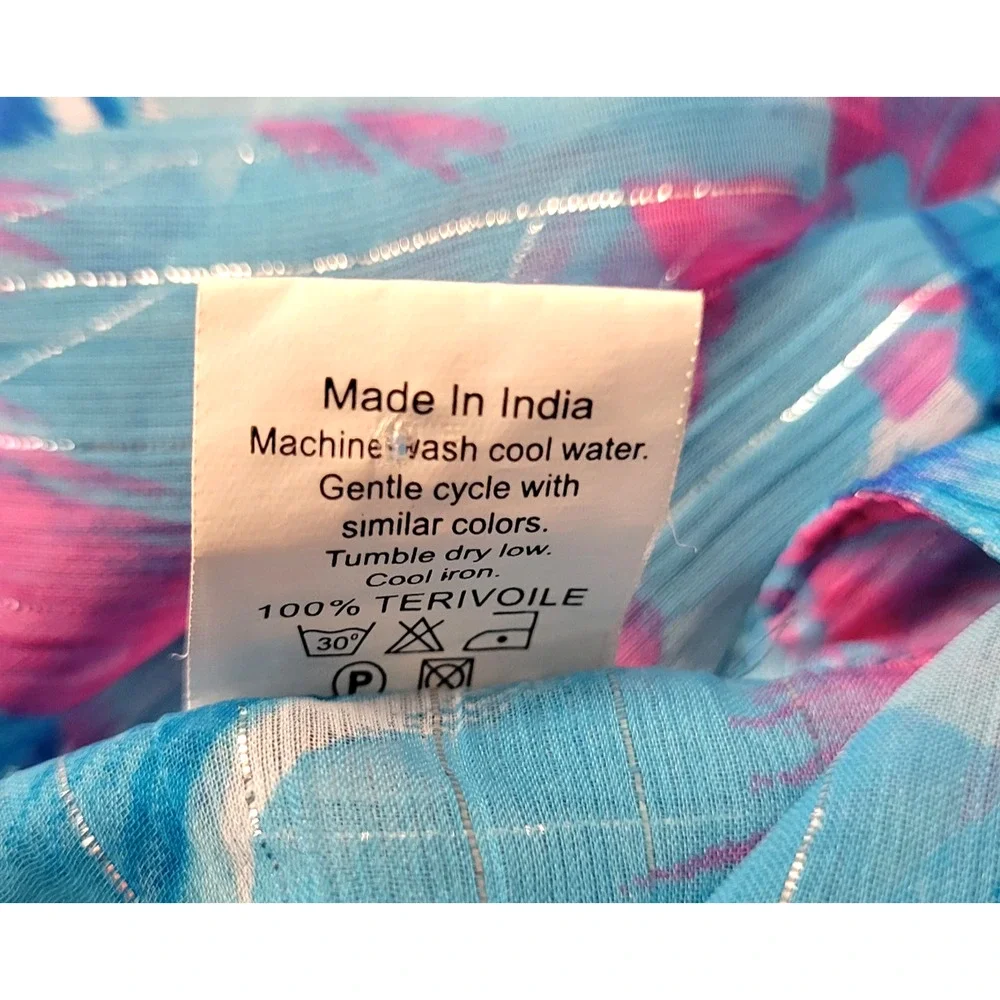 Creations Tropical Swim Cover Up Womens One Size Blue Pink Coastal Beach Vac - Picture 12 of 14